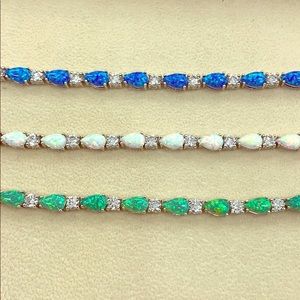 Blue, Green, White Lab Created Opal 7.00CTW Each